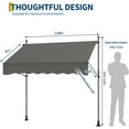 thumbnail image 2 of Manual Retractable Patio Awning 118" x 118" with Adjustable Height, UV Protection & Crank Handle – Ideal for Backyard, Garden, Outdoor Shade Gray, 2 of 7