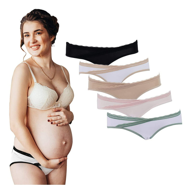  Maternity Panties Cotton Postpartum Underwear Womens  Pregnancy Bikinis Under The Bump 3-Pk Basics M