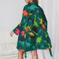 thumbnail image 6 of Long Sleeve Robes for Women Colorful Dinosaurs Soft Belted Bathrobe Nightgown V Neck Sleepwear Loungewear, 6 of 7