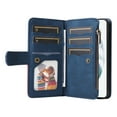 thumbnail image 2 of Multifunctional Case for Samsung S22,[RFID Blocking] 9 Credit Cards Holder with Wrist Strap, Premium PU Leather Zipper Wallet Purse Magnetic Flip Phone Cover for Samsung Galaxy S22, Blue, 2 of 12