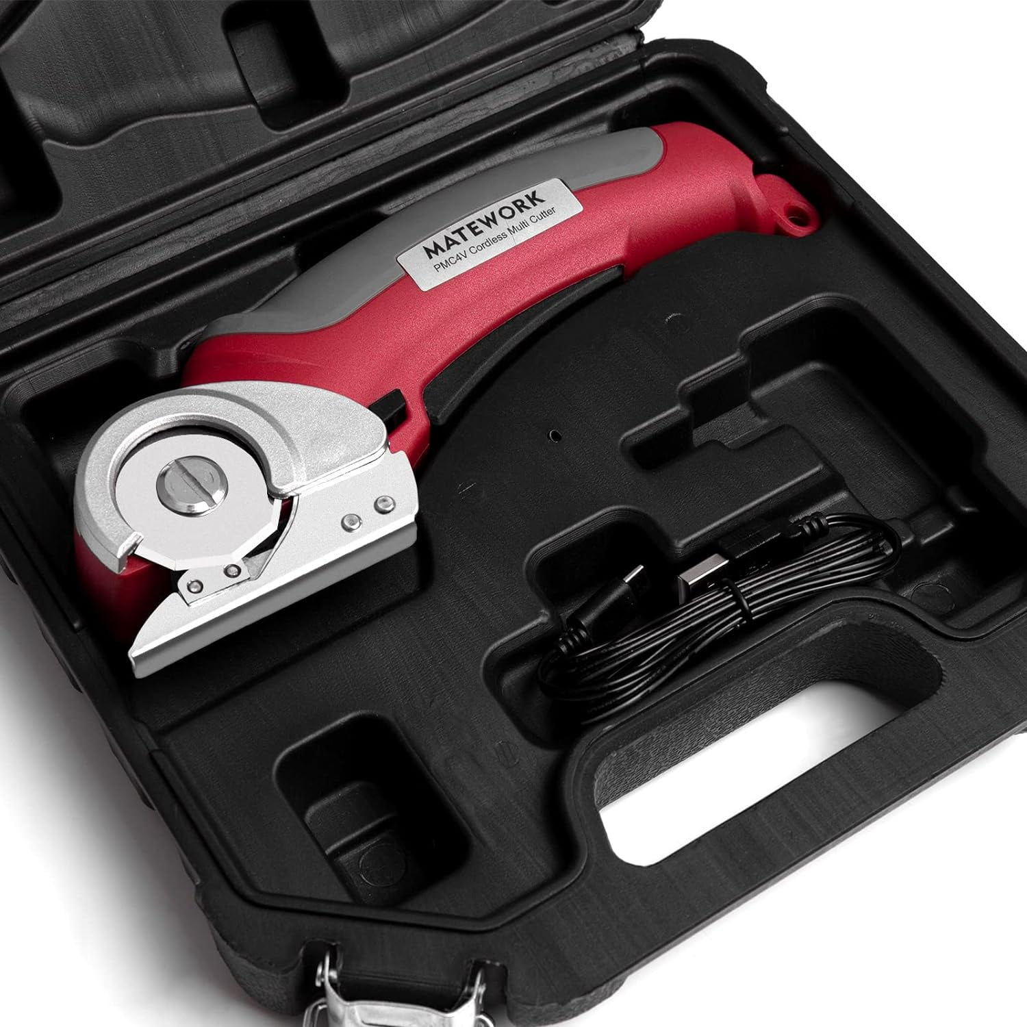 Cordless Electric Scissors, 4V Multi-Cutter with Suitcase, 2000 mAh Cardboard Cutter with Self-sharpening Blade, Power Rotary Scissors for Carpet Leather