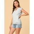 thumbnail image 4 of INSPIRE CHIC Blouse à Volants pour Femmes Florale Décontractée Col en V Manches Courtes, 4 of 6