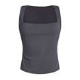 thumbnail image 4 of Zhden Tank Top for Women Square Neck Wide Strap Tank Tops Ruched Loose Fit Top Summer Tank Tops for Women（Grey,M）, 4 of 6
