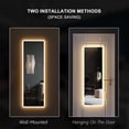 thumbnail image 3 of Lvifur LED Full Length Mirror, 47"x16" 3 Colors LED Lighted Wall Mounted Mirror,Over The Door Hanging Mirror, with 2 Metal Hangers, White, 3 of 10