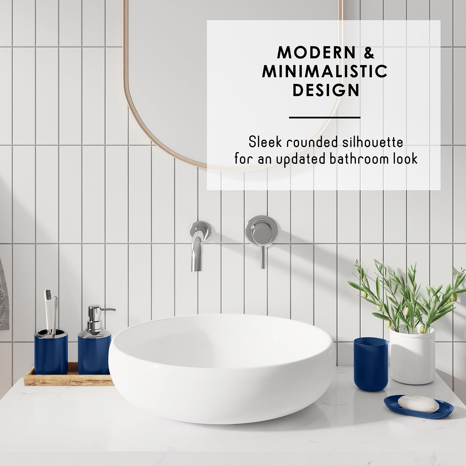 Hearth & Harbor 20 Piece Bathroom Accessories Set, Navy Blue Bathroom Decor Set