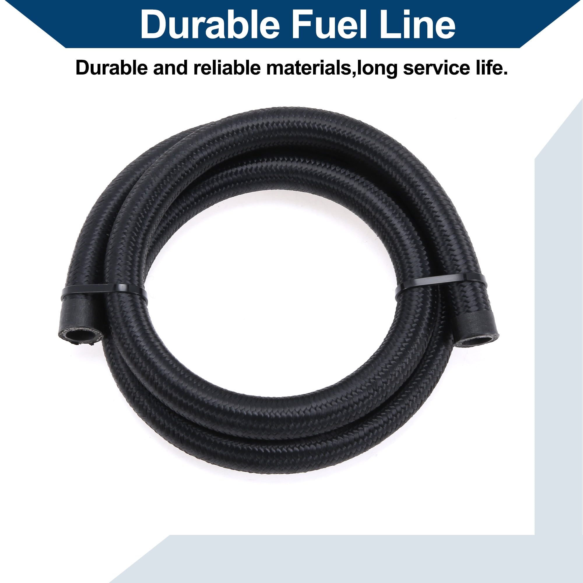 Unique Bargains 1pc Automotive AN6 Fuel Line Hose Black 3.28ft 14mm(ID) 20mm(OD)