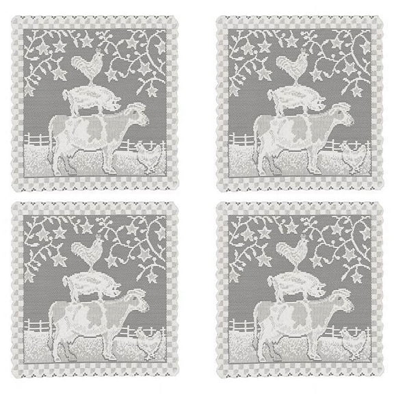 Heritage Lace FH-1414W-S 14 x 14 in. Farmhouse Doilies, White - Set of 4