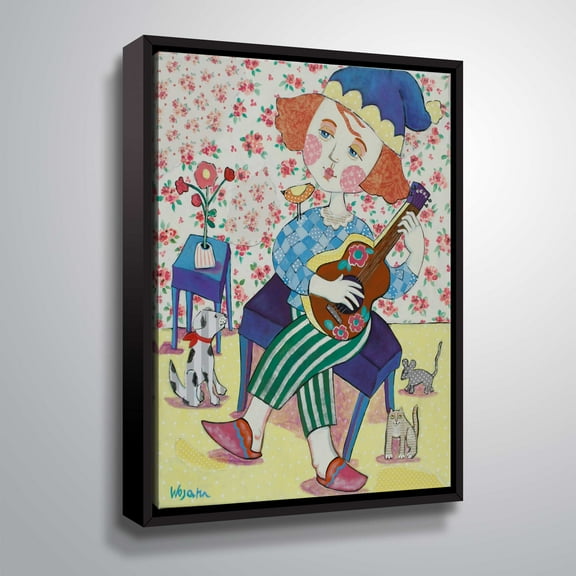 ArtWall Music for Animals, Gallery Wrapped Floater-framed Canvas by Holly Wojahn