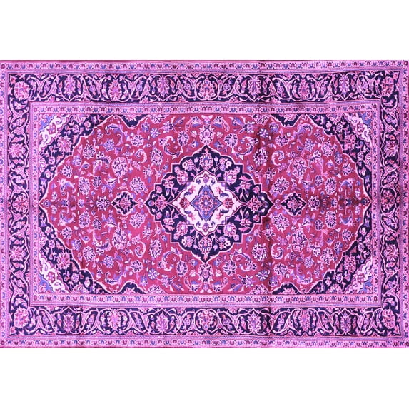 Ahgly Company Indoor Rectangle Medallion Purple Traditional Area Rugs, 8' x 12'