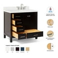thumbnail image 3 of Ariel Cambridge 37 In. Right Offset Rectangle Sink Vanity With White Quartz Countertop In Espresso, 3 of 10
