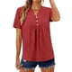 thumbnail image 4 of Tops de Manga Corta para las Mujeres Loose Fit V Cuello Botón Blusa Casual Ligero Verano, 4 of 9
