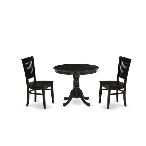 Atlin Designs Antique 3-piece Dining Set with Slatted Chair in Black