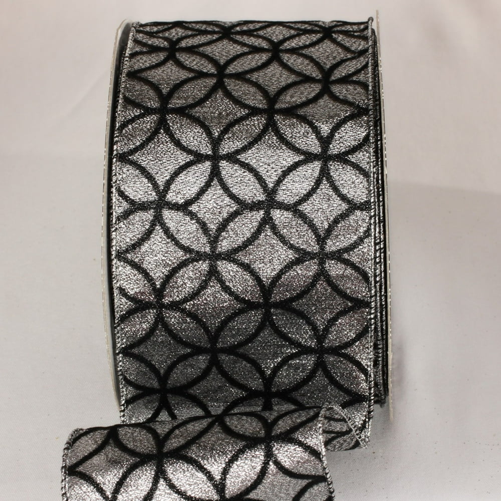 Sheer Black and Silver Wired Craft Ribbon 4" x 20 Yards - Walmart.com