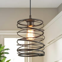 LNC 1-Light Bronze and Antique Rust Cylinder LED Mini Pendant for Kitchen Island