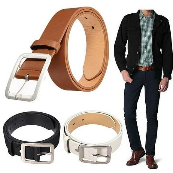 harmtty Business Men Belt Casual Pin Buckle Waist Strap Belt Men's Stylish Waistband PU Leather,Coffee