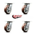 thumbnail image 2 of 6 Inch Heavy Duty Polyurethane Caster Set with Ball Bearings Set of 4 SCC, 2 of 2