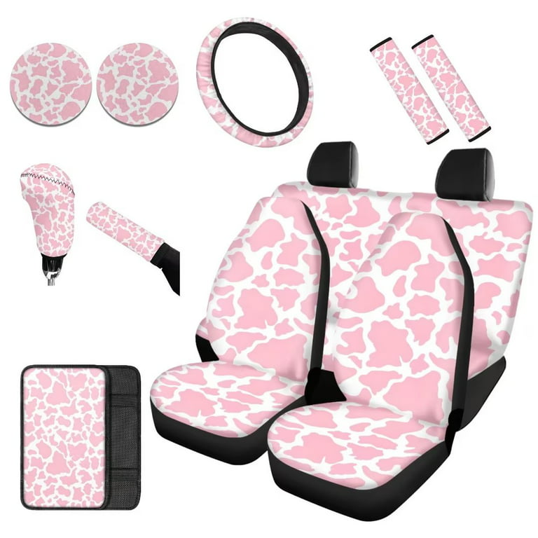 Pink Car Accessories Set Car Seat Covers Full Set Steering Wheel