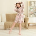 thumbnail image 3 of FORMRS Niños Bathrobe Unisex Hooded Robe Soft Plush Pajamas Sleepwear, Size 7-9T, Pink Candy House, 3 of 7