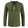 thumbnail image 2 of Fall Shirts for Men Cotton Linen Solid Long Sleeve Drawsting Shirts Tops Blouses, 2 of 4