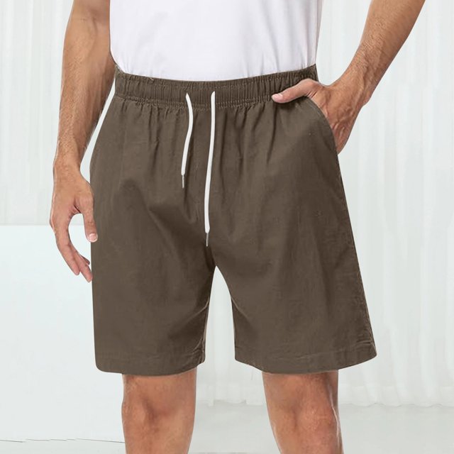 toraway Mens Summer Shorts Elastic Waist Drawstring Beach Shorts Solid Color Loose Shorts With Pockets XL