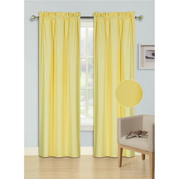 1 Single Panel Solid Foam Backing Lined Room Darkening Blackout Window Curtain Panel Treatment Drape Rod Pocket Matte in Different Sizes 84", YELLOW R64