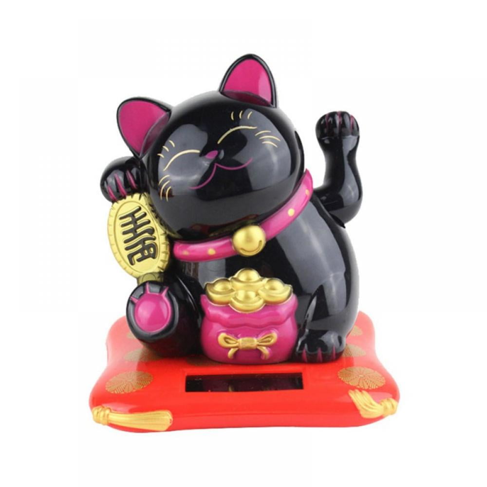 Solar Powered Pink Maneki Neko Cat Doll Kids Toy Home Decor Ornament Gift 