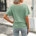 thumbnail image 5 of HCURIBAD Ruched Tops for Women, Women's Short Sleeve Shirts V Neck Blouse Ruched Business Casual Basic Tunic Tops S-2XL, Batwing Tops for Women Green S, 5 of 8