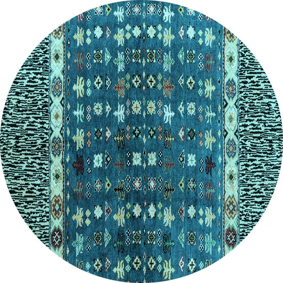 Ahgly Company Indoor Round Abstract Light Blue Modern Area Rugs, 4' Round