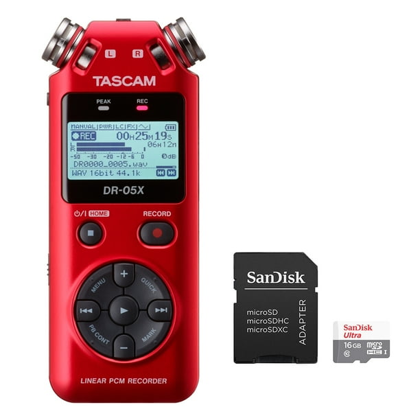 Tascam RED Stereo Handheld DR05X Digital Recorder and USB Audio Interface with 16GB MicroSD