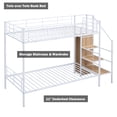 thumbnail image 5 of Bellemave Twin Over Twin Bunk Bed With Storage Staircase and Wardrobe Metal Twin Size Bunk Bed Frame with Shelves and Metal Slats Stairway Bunk Bed for Teens, No box Spring Needed, White, 5 of 10