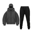 thumbnail image 1 of pstuiky camisas de manga larga para hombre, Conjunto de sudadera y pantalón deportivo de manga larga con capucha y cremallera de color liso para hombre Tops casuales para hombres l, 1 of 2