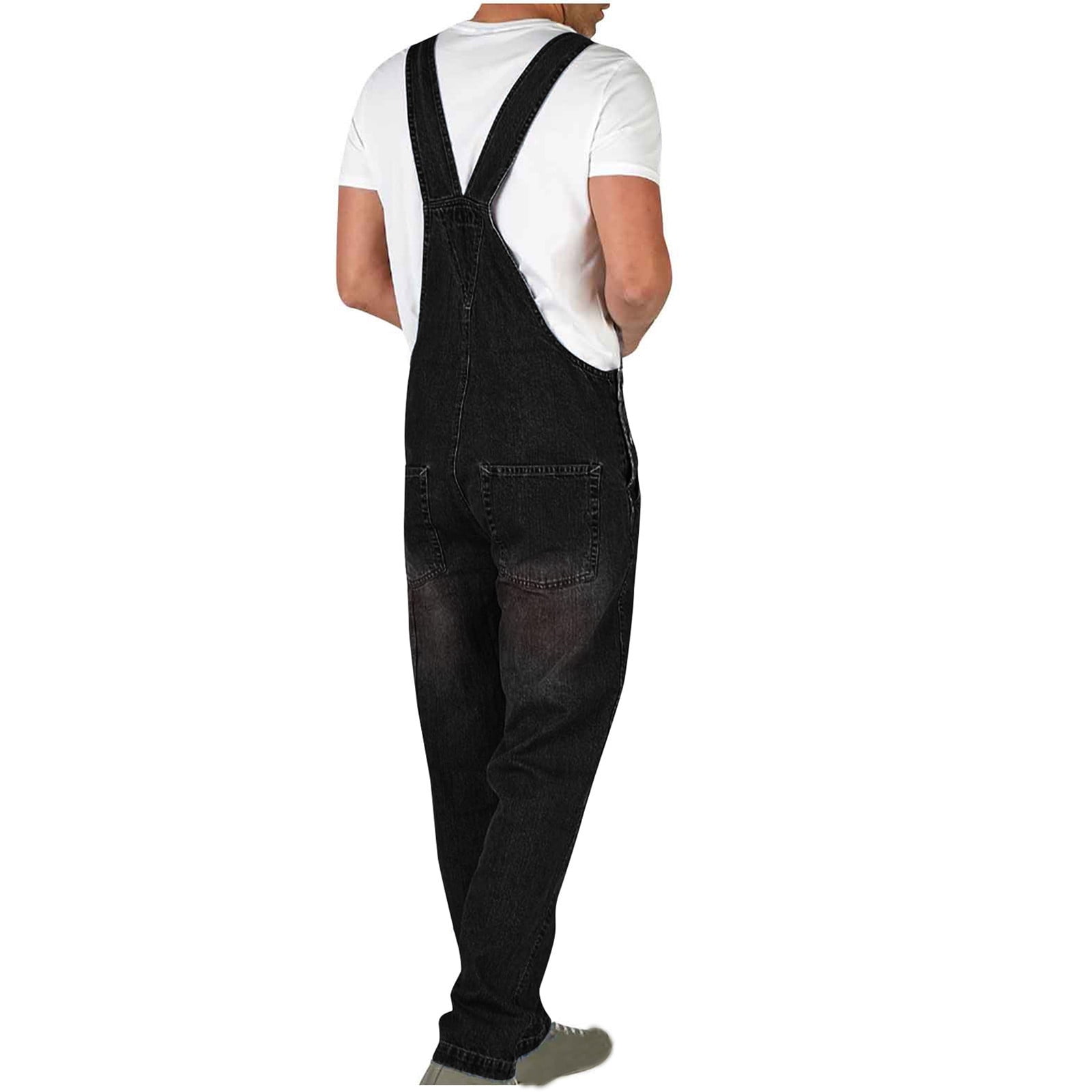 Aimik Hanes Mens Denim Jumpsuit Big and Tall Overalls Bib Black  display picture 1