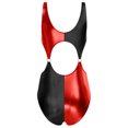 thumbnail image 4 of inlzdz Tenue de Rave Métallique Brillante pour Femmes Costume de Performance de Scène Justaucorps Creux Contraste Rouge TG, 4 of 5