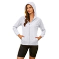 thumbnail image 4 of Women's Plus Size Hooded Sun Protection Jacket Full Zip Elastic Cuff Long Sleeve Sun Sweatshirt Lightweight Outdoor Windbreaker Coats White, 4 of 8