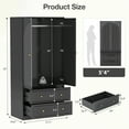thumbnail image 2 of Planntonneo Armoire Wardrobe Closet with 2 Drawers, Clothing Storage Cabinets for Bedroom, Black, 2 of 8