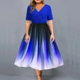 thumbnail image 1 of SMihono Robe Bohème d'Été pour Femmes Grande Taille Robe d'Été pour Femmes Décontractée Col Rond Dégradé Imprimé Manches Courtes Robe de Plage Robe de Fête, 1 of 6