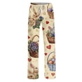 thumbnail image 4 of Fabrcox Easter Pajama Pants Women Cute Drawstring Wide Leg Sleep Pants Women Egg Bunny Print Holiday Cozy Womans Lounge Pants, 4 of 5