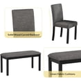 thumbnail image 5 of ZIVACATE 6-Piece Solid Wood Dining Table Set, Including 1 Dining Table, 4 Upholstered Chairs and 1 Bench, Wooden Legs Dining Table Set for Dining Room, Kitchen, Restaurant, Dark Gray, 5 of 12