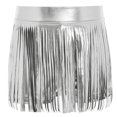 thumbnail image 3 of Hansber Kids Girls Metallic Shorts Hip Hop Jazz Dance Performance Cheerleading Tassels Skirts Dancewear Silver 6, 3 of 5