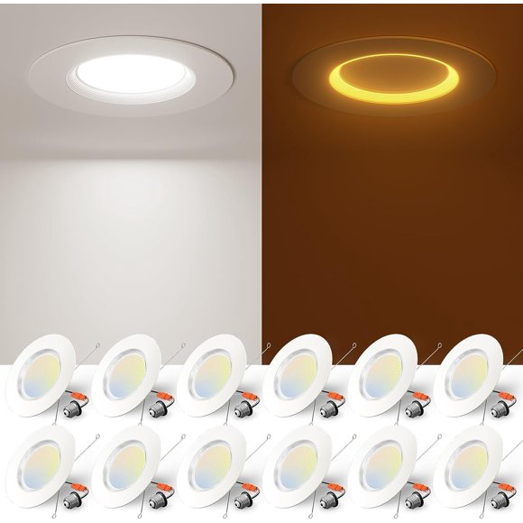 Amico Paquete de 12 luces LED empotrables de 6" 12.5 W regulables