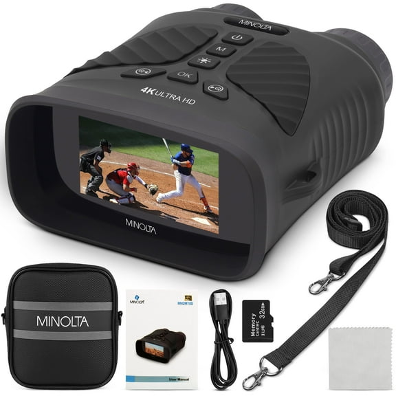 Minolta 10x25 Digital Night Vision Monocular w/Built-in 4K HD Video Camera (Black)