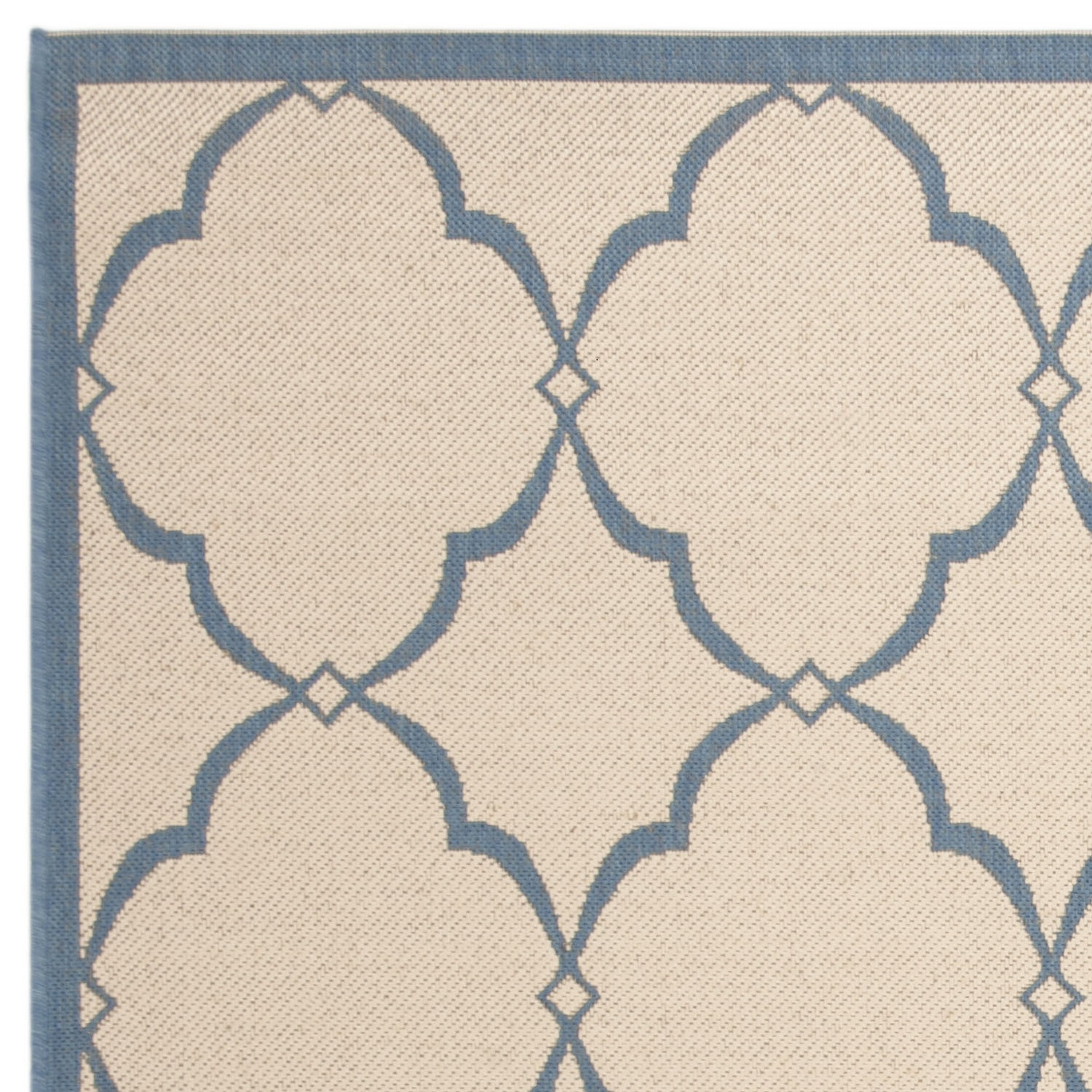 SAFAVIEH Beach House Nick Indoor/Outdoor Area Rug Cream/Blue, 6'7" x 6'7" Square