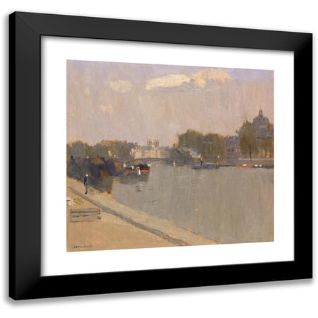 Frank Edwin Scott 13x12 Black Modern Framed Museum Art Print Titled - The Seine at Paris (L’Institute).