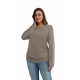 thumbnail image 5 of Ronuti Womens Sweaters Long Sleeve Shirts Fall Fashion 2026 Trendy Tops Ruched Outfits Winter Clothing Brown Shirts, 5 of 8