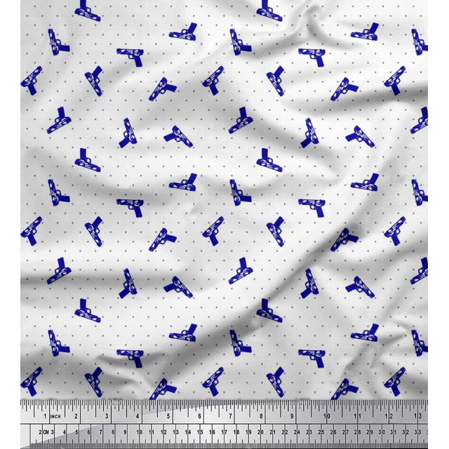 Soimoi Poly Georgette Fabric Dot & Weapon Printed Craft Fabric by the Yard 42 Inch Wide