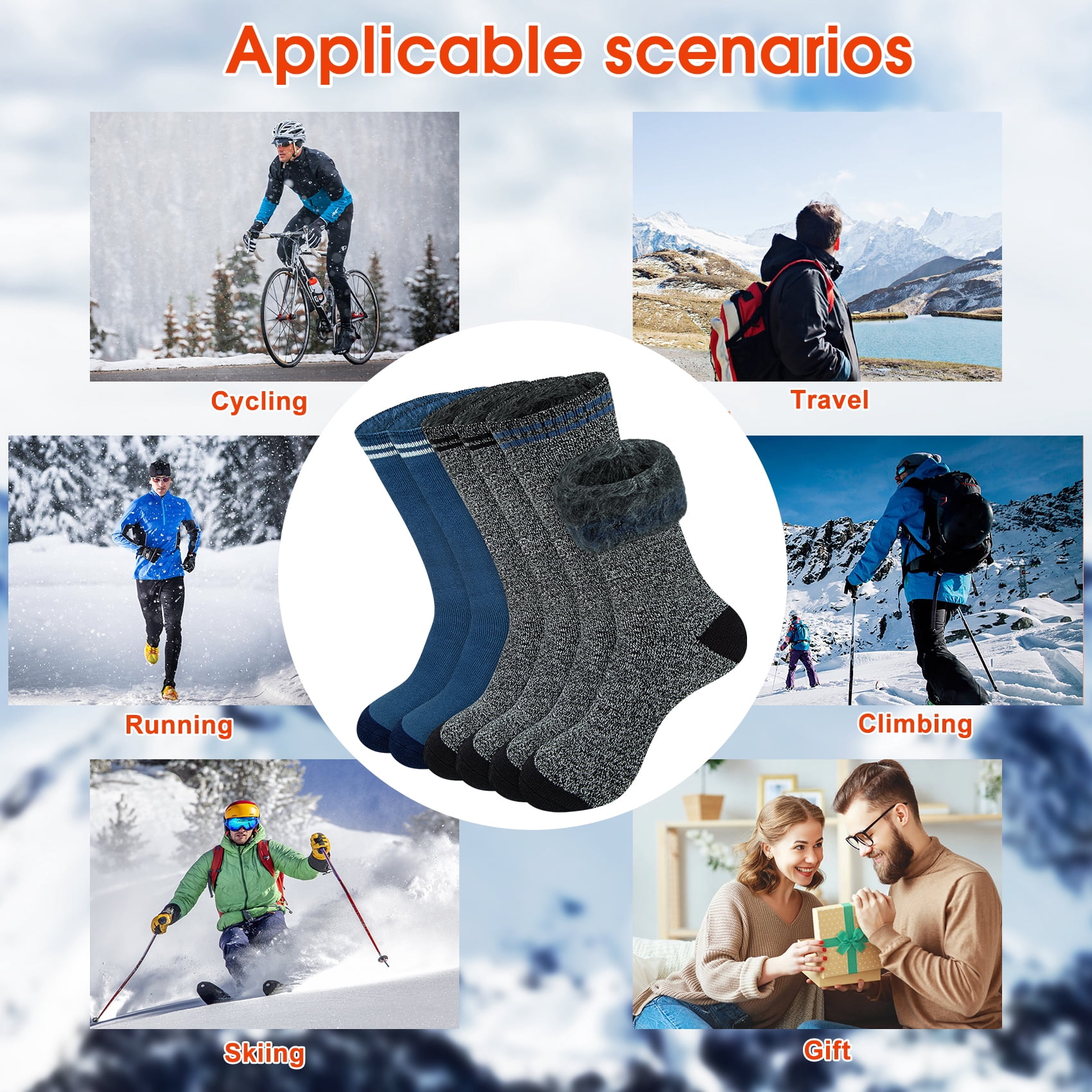 KOITHOT 3 Pack Thermal Socks for Men & Women, Thick Warm Winter Socks for Cold Weather