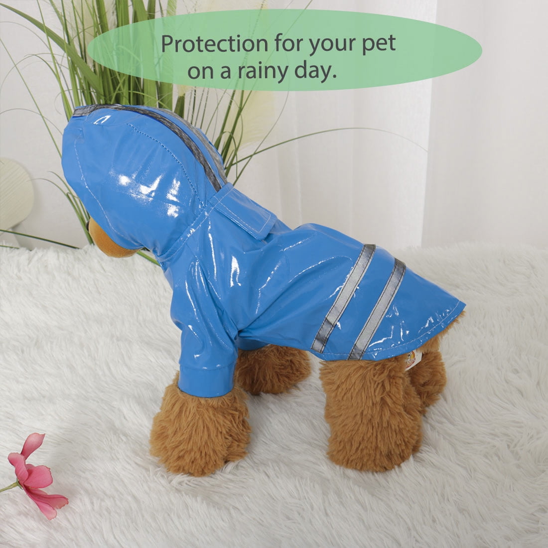 Water Resistant Dog Raincoat Pet Clothes Rain Jacket Hooded Outdoor