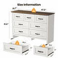 thumbnail image 3 of CHITOOMA 7 Drawer Dressers for Bedroom, 47.2" Horizontal Wooden Dresser, Chest of Drawers for Living Room, Nursery, Hallway, White & Brown, 3 of 7
