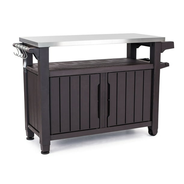 Keter Unity Xl Portable Outdoor Table, Outdoor Buffet Cabinet With Cooler