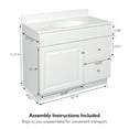 thumbnail image 6 of Design House 36" Solid Wood Wyndham Ready to Assemble 1-Door and 2-Drawer Bathroom Vanity Cabinet, White, 6 of 13